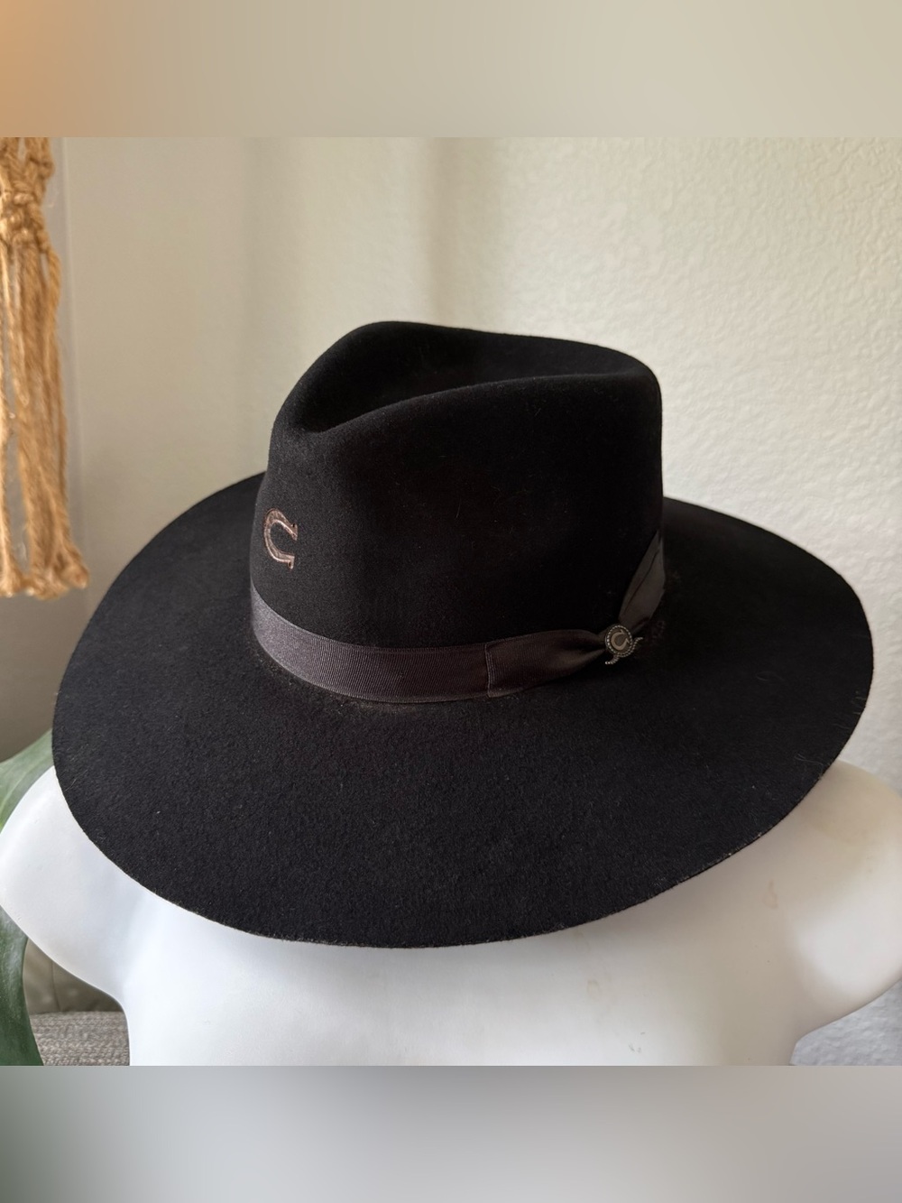 Charlie 1 Horse Black Highway Ribbon Band Western Cowboy Hat Medium